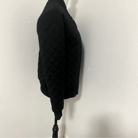 Zara Black Diamond Quilted Bomber Jacket with Pockets Full Zip Unique Y2K EUC - Picture 3 of 13
